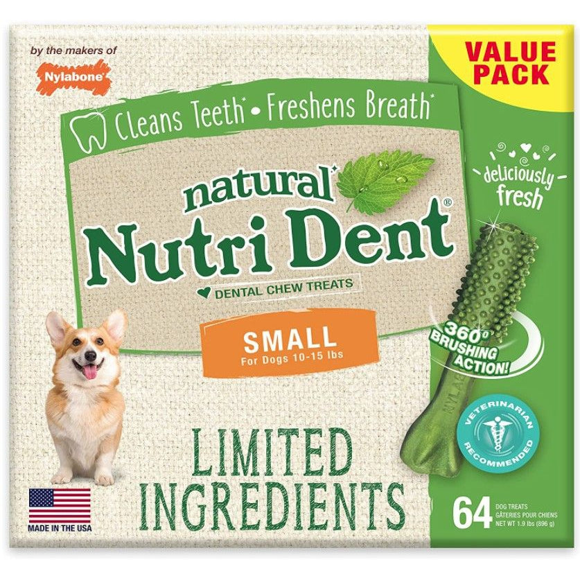 Nylabone Natural Nutri Dent Fresh Breath Dental Chews - Limited Ingredients-Dog-Nylabone-Small - 64 Count-