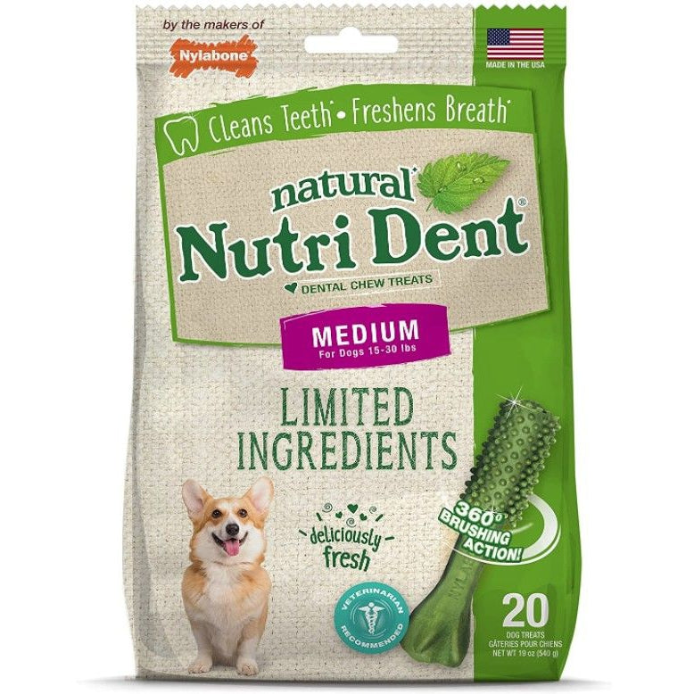 Nylabone Natural Nutri Dent Fresh Breath Dental Chews - Limited Ingredients-Dog-Nylabone-Medium - 20 Count-