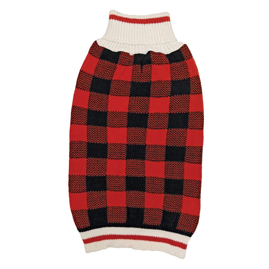 Fashion Pet Plaid Dog Sweater - Red-Dog-Fashion Pet-Medium (14"-19" Neck to Tail)-