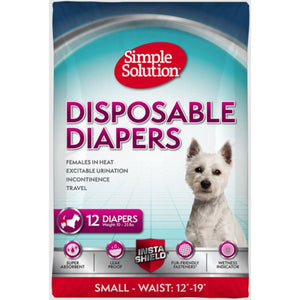 Simple Solution Disposable Diapers-Dog-Simple Solution-Small - 12 Count - (Waist 15"-19")-