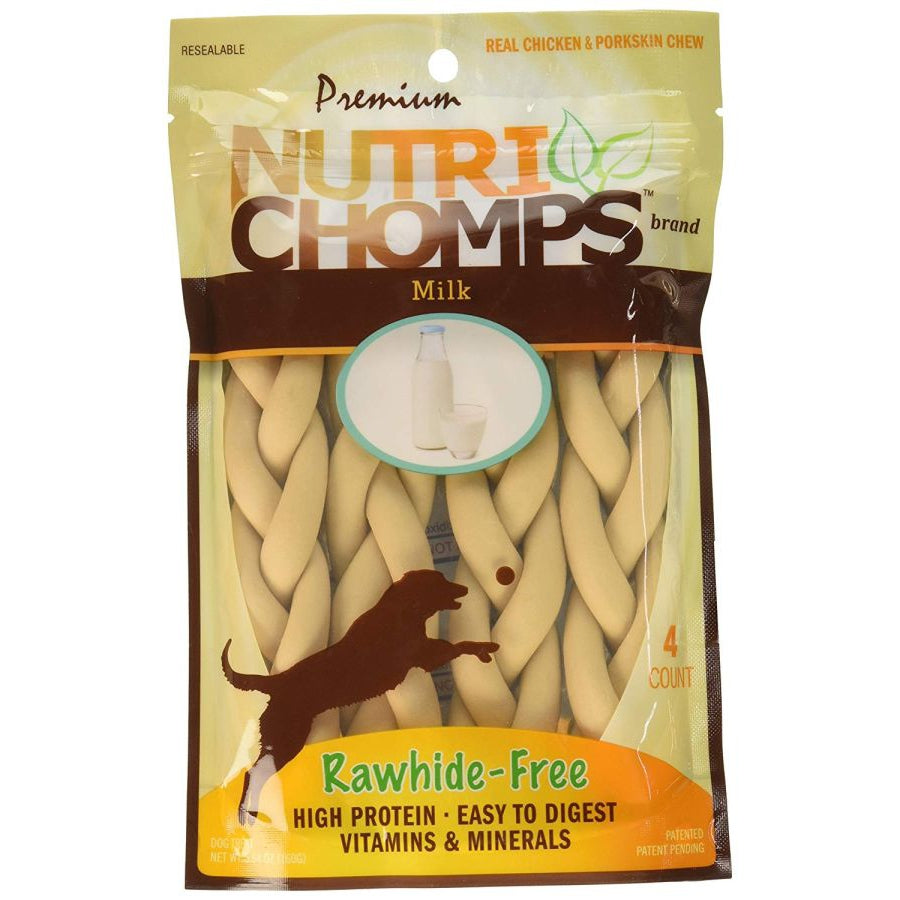 Premium Nutri Chomps Milk Flavor Braid Dog Chews - Small-Dog-Scott Pet-4 count-