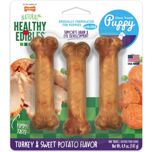 Nylabone Healthy Edibles DHA Puppy Chews - Turkey & Sweet Potato-Dog-Nylabone-Regular - 3 Pack-