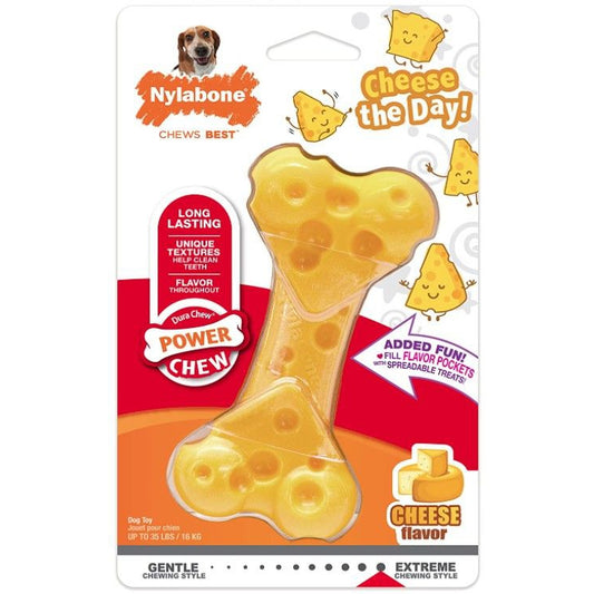 Nylabone Power Chew Cheese Bone Dog Toy-Dog-Nylabone-Wolf (Dogs up to 35 lbs)-