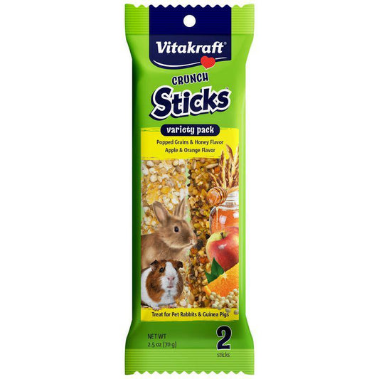 Vitakraft Crunch Sticks Rabbit & Guinea Pig Treats Variety Pack - Popped Grains & Apple-Small Pet-Vitakraft-2 Pack-