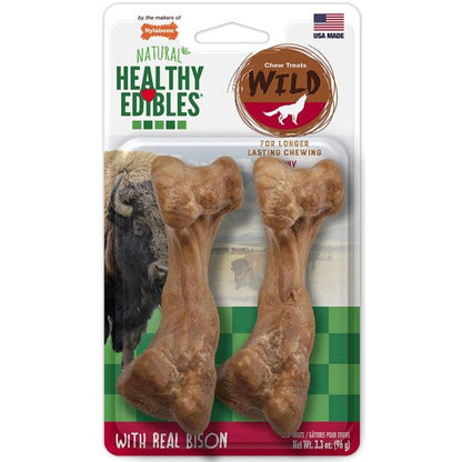 Nylabone Natural Healthy Edibles Wild Bison Chew Treats-Dog-Nylabone-Medium - 2 Pack-