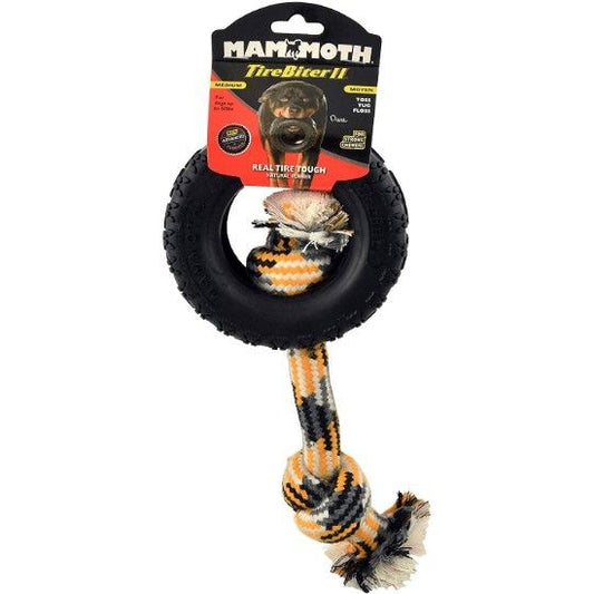 Mammoth Tirebiter II Dog Toy with Rope Medium-Dog-Mammoth-1 count (5"D)-