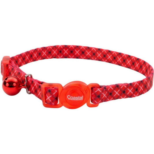 Coastal Pet Safe Cat Breakaway Collar White/Red Plaid-Cat-Coastal Pet-12"L x 3/8"W-