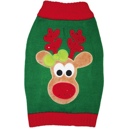 Fashion Pet Green Reindeer Dog Sweater-Dog-Fashion Pet-X-Small-