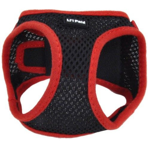 Li'L Pals Black Harness with Red Lining-Dog-Li'l Pals-Small (Neck: 8-10")-