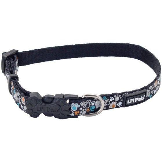 Li'L Pals Reflective Collar - Teal and Orange Paws-Dog-Li'l Pals-6-8"L x 3/8"W-