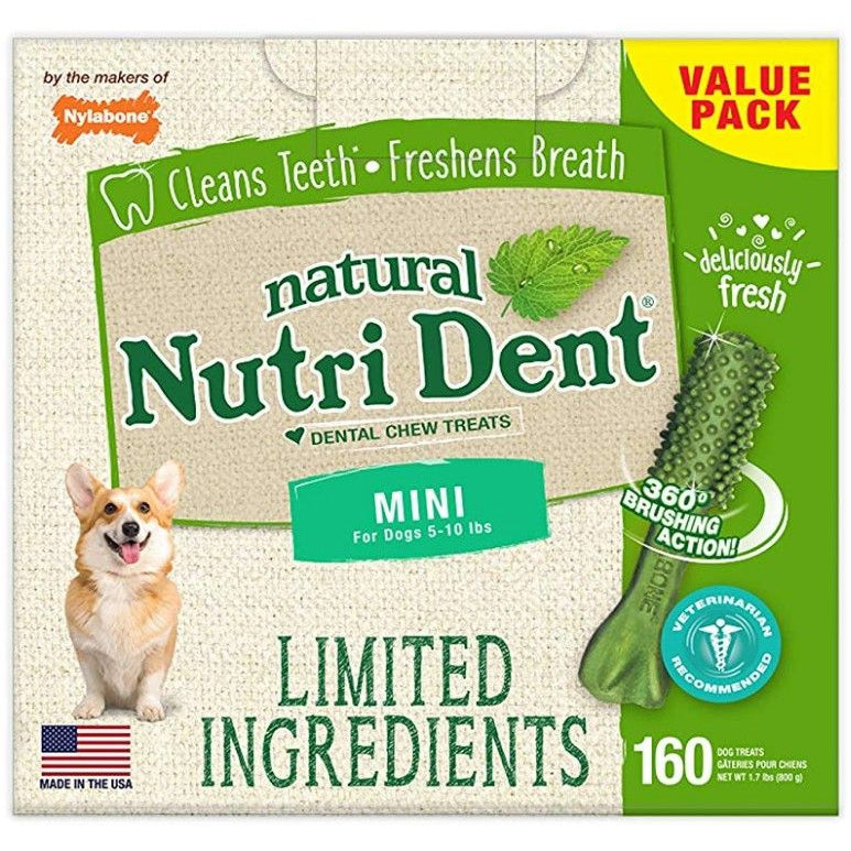 Nylabone Natural Nutri Dent Fresh Breath Dental Chews - Limited Ingredients-Dog-Nylabone-Mini - 160 Count-