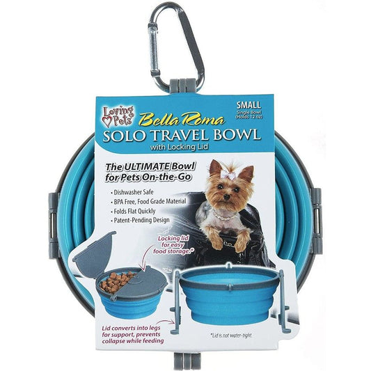 Loving Pets Bella Roma Blue Travel Bowl-Dog-Loving Pets-1 count - Small-