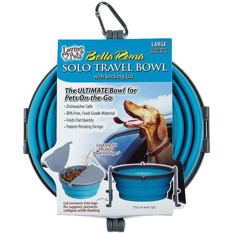 Loving Pets Bella Roma Blue Travel Bowl-Dog-Loving Pets-1 count - Large-