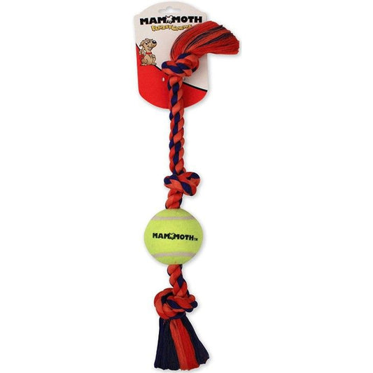 Mammoth Pet Flossy Chews Color 3 Knot Tug with Tennis Ball - Assorted Colors-Dog-Mammoth-Mini (11"L)-