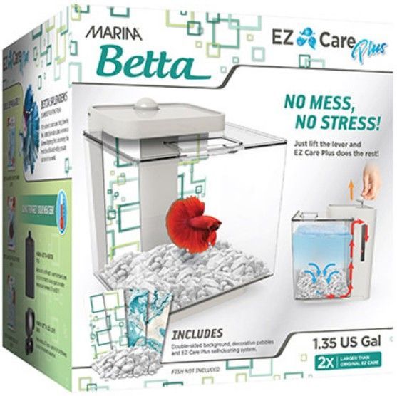 Marina Betta EZ Care Plus Aquarium Kit-Fish-Marina-1.35 gallon - White-