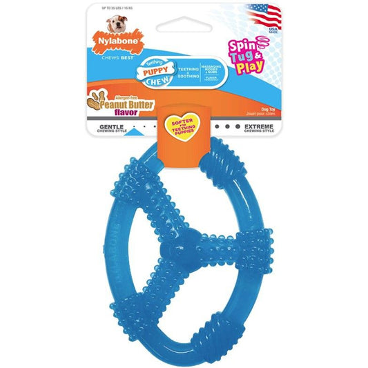 Nylabone Puppy Chew Ring Peanut Butter Toy - Wolf-Dog-Nylabone-1 count-