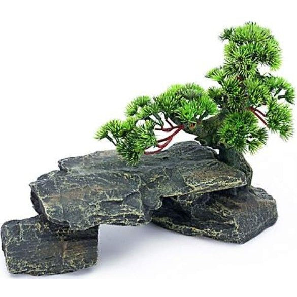 Penn Plax Bonsai Tree on Rocks Aquarium Ornament-Fish-Penn Plax-13 x 6 x 9-