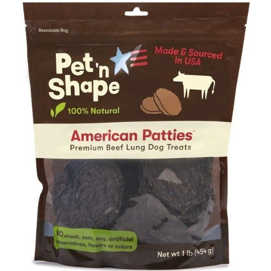 Pet 'n Shape Natural American Patties Beef Lung Dog Treats-Dog-Pet 'n Shape-1 lb-