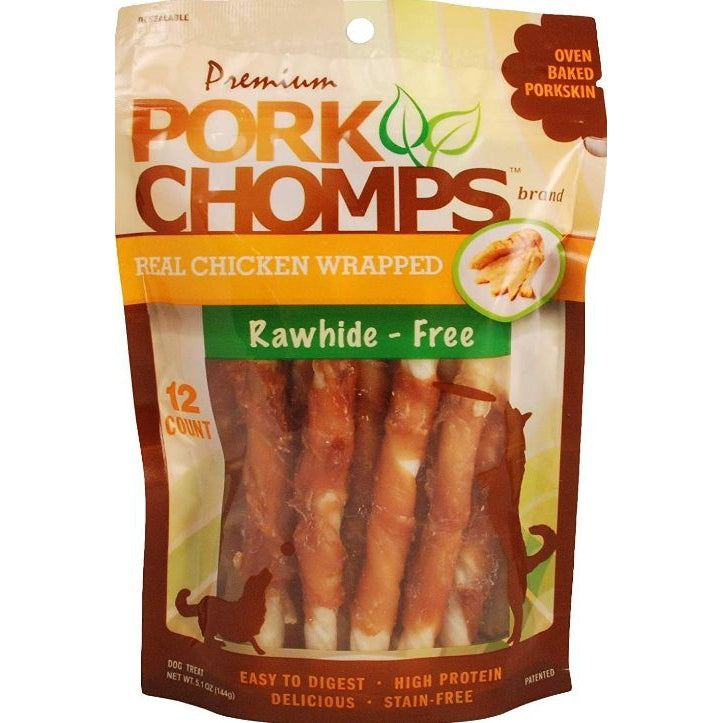 Pork Chomps Premium Real Chicken Wrapped Twists - Mini-Dog-Scott Pet-12 count-