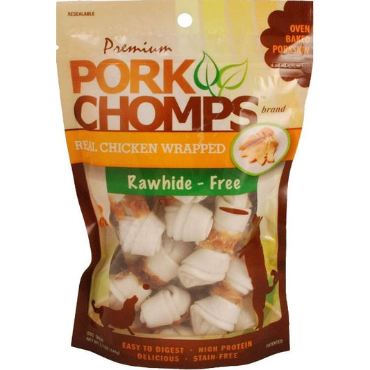 Pork Chomps Real Chicken Wrapped Knotz - Mini-Dog-Scott Pet-12 count-