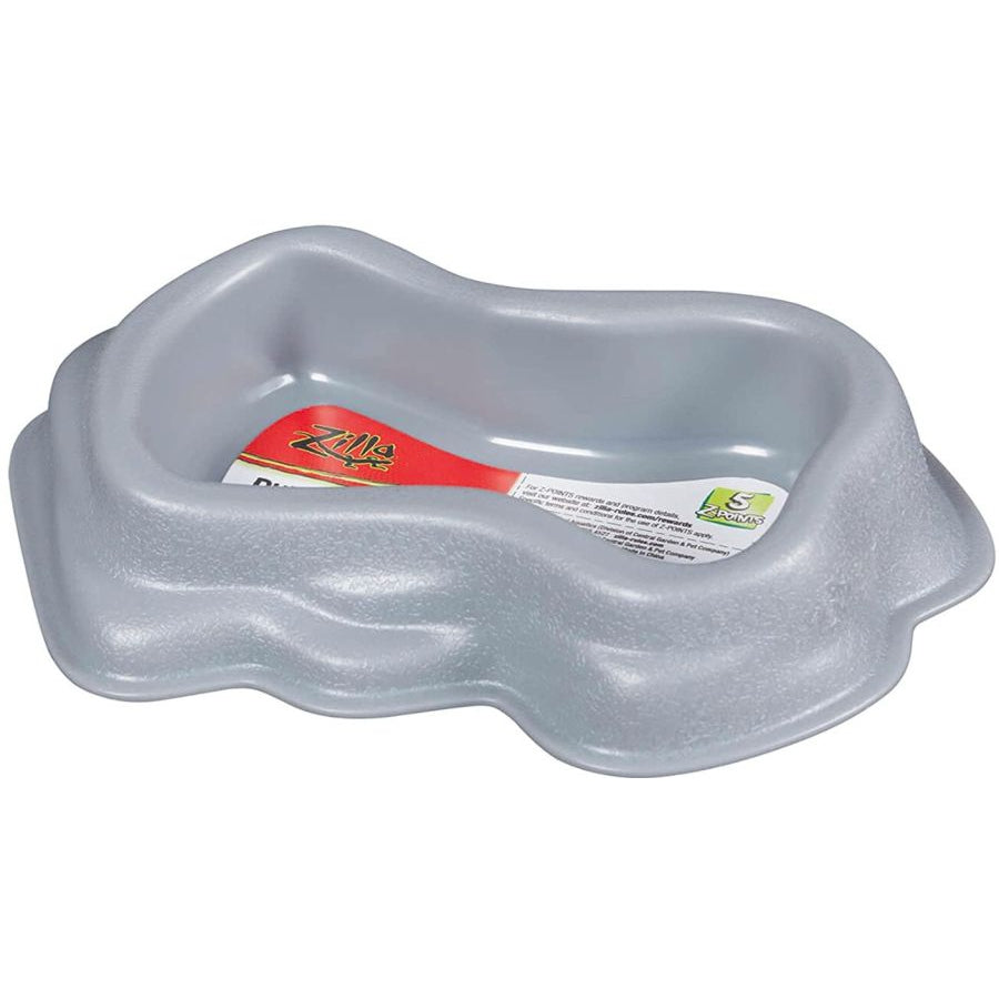 Zilla Decor Durable Dish for Reptiles Grey-Reptile-Zilla-Small (6"L x 5"W x 2.5"H)-