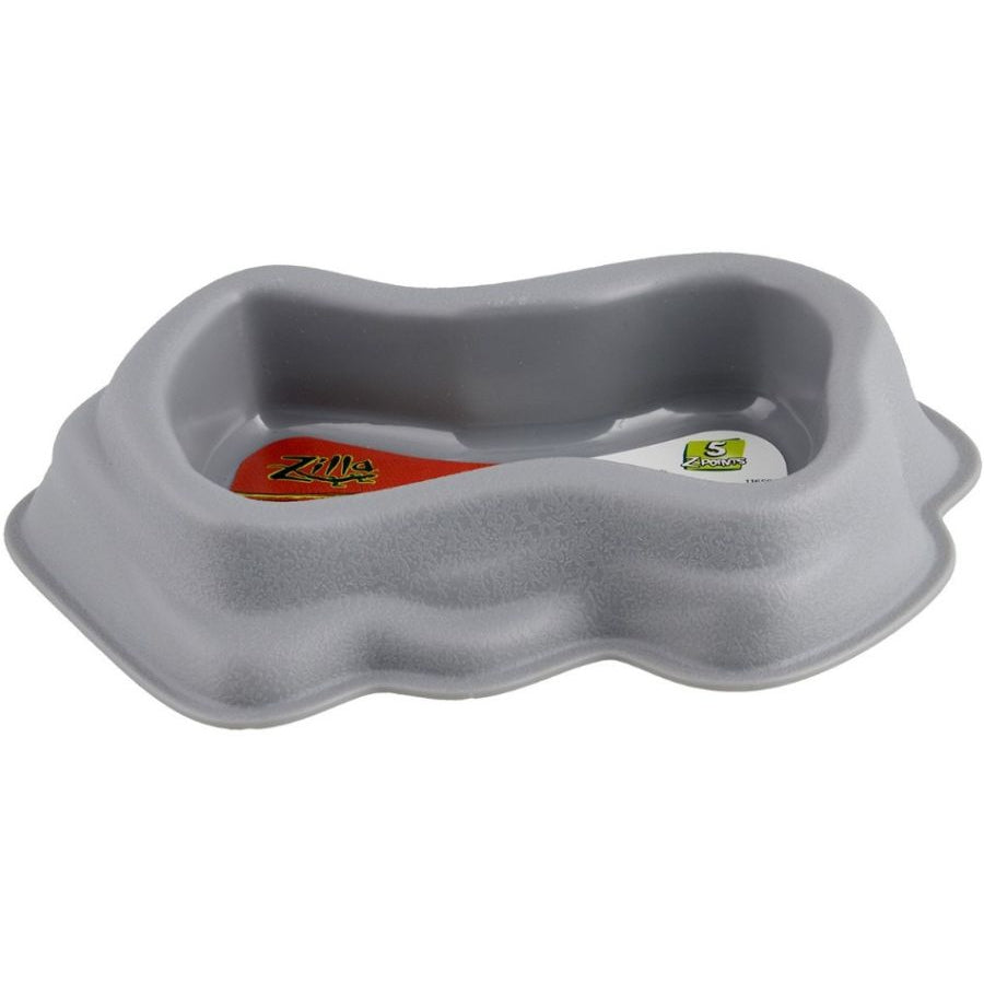 Zilla Decor Durable Dish for Reptiles Grey-Reptile-Zilla-Medium (8.5"L x 7"W x 3.3"H)-