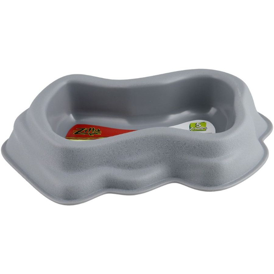 Zilla Decor Durable Dish for Reptiles Grey-Reptile-Zilla-Large (10.5"L x 8.8"W x 4.25"H)-