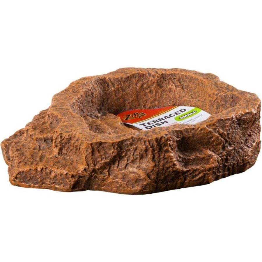 Zilla Decor Terraced Dish for Food or Water-Reptile-Zilla-Small (5.25"L x 5.5"W x 1.5"H)-