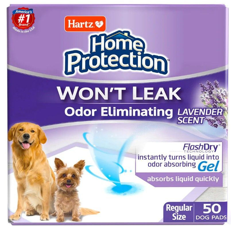 Hartz Home Protection Lavender Scent Odor Eliminating Dog Pads - Regular-Dog-Hartz-50 count-