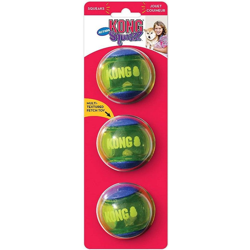 KONG Squeezz Action Ball Blue-Dog-KONG-Medium - 3 count-