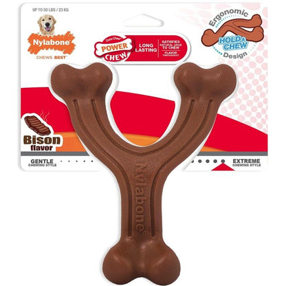 Nylabone Power Chew Wishbone Dog Chew Toy Bison Flavor-Dog-Nylabone-Giant - 1 count-