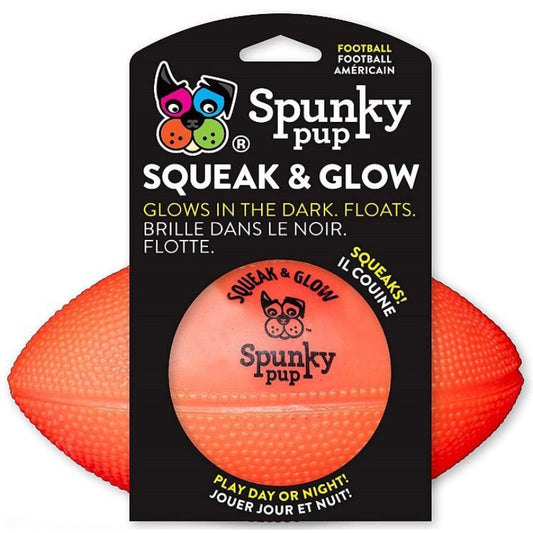 Spunky Pup Squeak and Glow Football Dog Toy Assorted-Animals & Pet Supplies-BimBimPet-