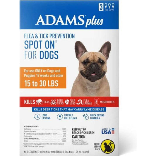 Adams Flea And Tick Prevention Spot On For Dogs 15-30 lbs Medium 3 Month Supply-Animals & Pet Supplies-BimBimPet-