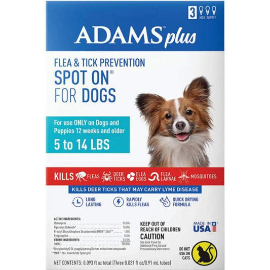 Adams Flea And Tick Prevention Spot On For Dogs 5-14 lbs Small 3 Month Supply-Animals & Pet Supplies-BimBimPet-