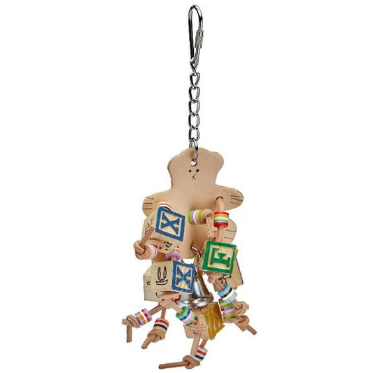 AE Cage Company Happy Beaks Leather Bear with ABC Blocks Assorted Bird Toy-Bird-A&E Cage Company-1 count-