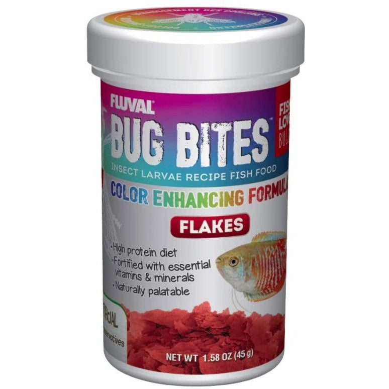 Fluval Bug Bites Insect Larvae Color Enhancing Fish Flake-Fish-Fluval-1.59 oz-