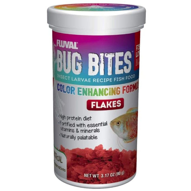 Fluval Bug Bites Insect Larvae Color Enhancing Fish Flake-Fish-Fluval-3.17 oz-