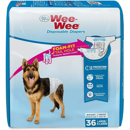 Four Paws Wee Wee Disposable Diapers Large-Dog-Four Paws-36 count-