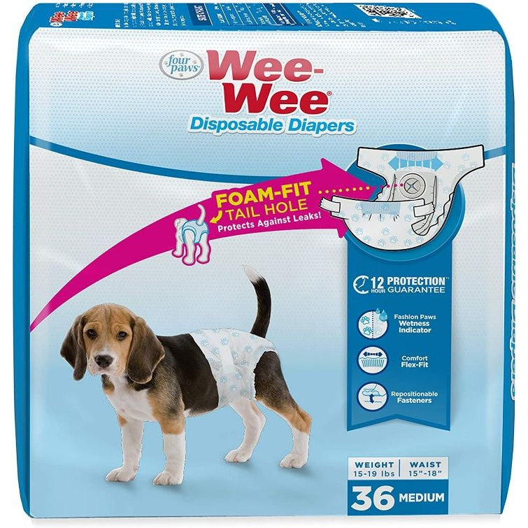 Four Paws Wee Wee Disposable Diapers Medium-Dog-Four Paws-36 count-