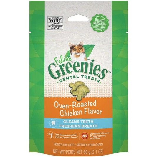 Greenies Feline Natural Dental Treats Oven Roasted Chicken Flavor-Cat-Greenies-2.1 oz-