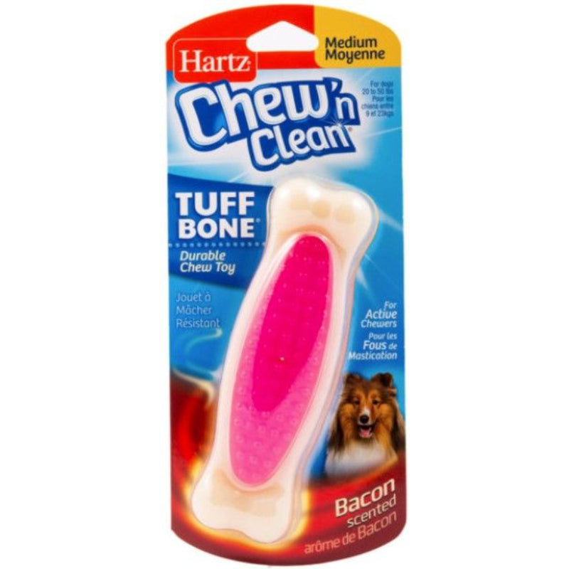 Hartz Chew N' Clean Tuff Bone Bacon Flavored Dog Toy Medium-Animals & Pet Supplies-BimBimPet-