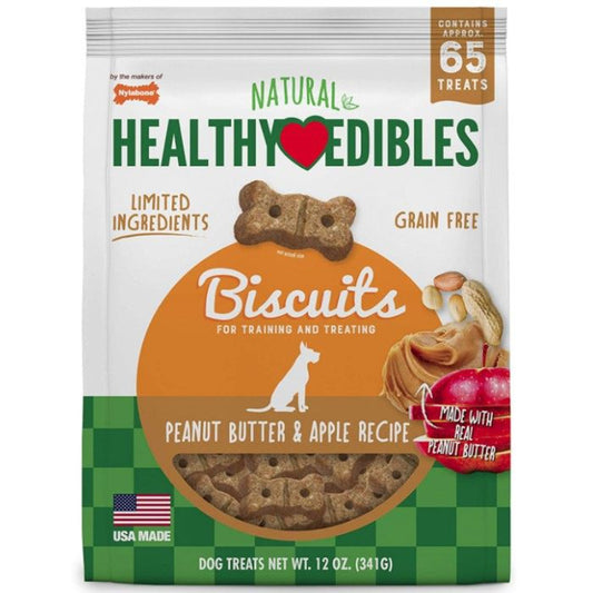 Nylabone Healthy Edibles All Natural Grain Free Limited Ingredient Peanut Butter and Apple Biscuits-Animals & Pet Supplies-BimBimPet-