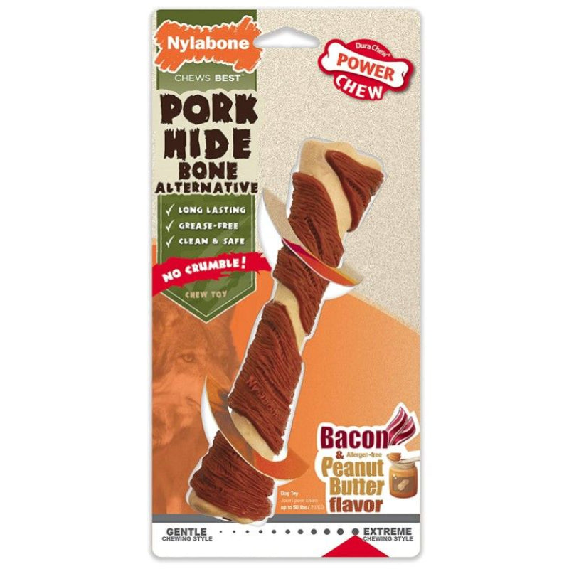 Nylabone Power Chew Alternative Pork Hide Bone Bacon and Peanut Butter Flavor Giant-Animals & Pet Supplies-BimBimPet-