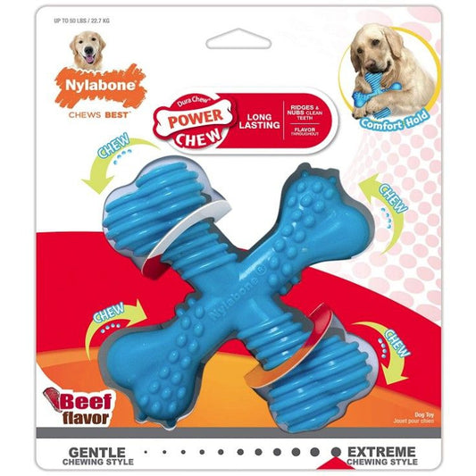 Nylabone Power Chew Comfor Hold X Bone Durable Dog Toy Beef Flavor Giant-Dog-Nylabone-1 count-