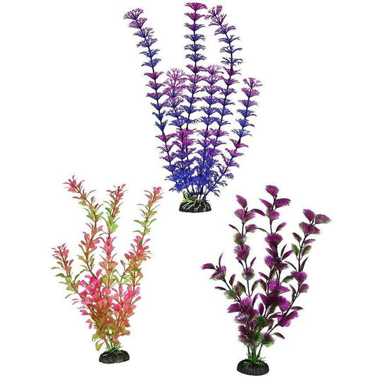 Penn Plax Colorful Aquarium Plastic Plant Pack 12" Assorted Colors-Fish-Penn Plax-6 count-