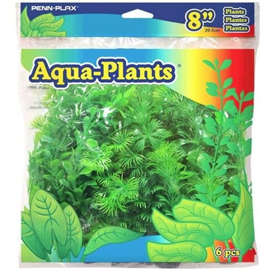 Penn Plax Plastic Plant Pack 8" Green-Fish-Penn Plax-6 count-