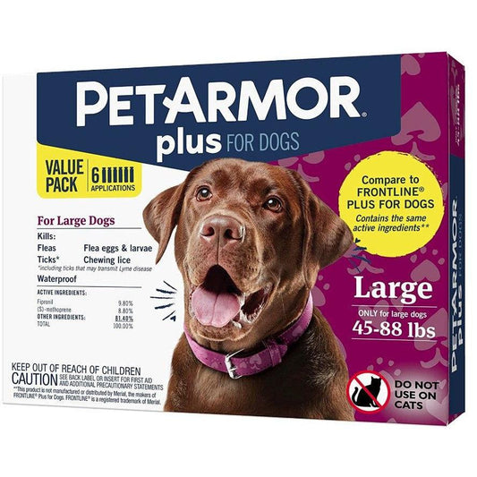 PetArmor Plus Flea and Tick Treatment for Large Dogs (45-88 Pounds)-Dog-PetArmor-6 count-