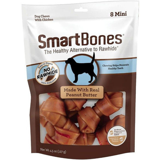 SmartBones Mini Chicken and Peanut Butter Bones Rawhide Free Dog Chew-Dog-Smartbones-8 count-