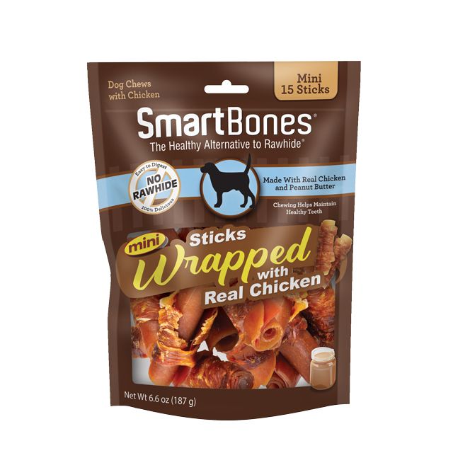 SmartBones Mini Chicken Wrapped Peanut Butter Sicks Rawhide Free Dog Chew-Dog-Smartbones-15 count-