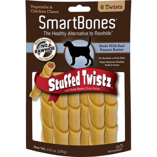 SmartBones Stuffed Twistz Chicken and Peanut Butter Rawhide Free Dog Chew-Dog-Smartbones-6 count-